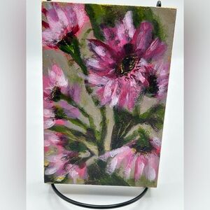 4x6 inches acrylic floral painting on cradled wood